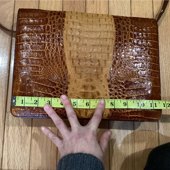 Vtg 1950-60s, Brown Crocodile-Embossed women’s handBag, purse - Picture 9 of 11